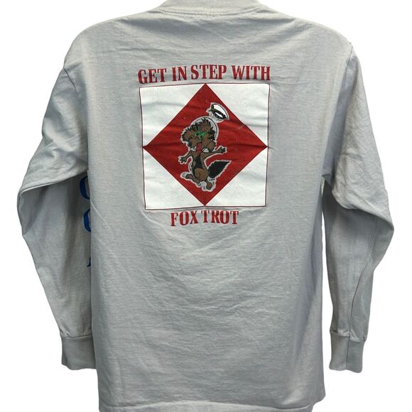 Vintage US Coast Guard Academy Foxtrot T Shirt Mens Large USCGA 80s USA Tee Gray - Picture 3 of 9